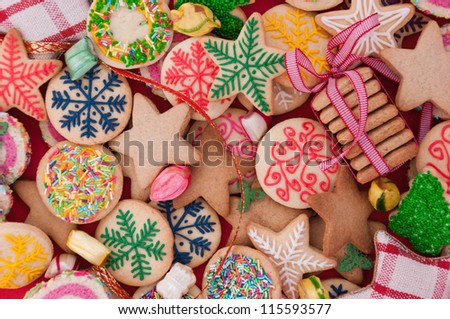 Mixed Christmas cookies /// Colorful mix of Christmas-themed decorated cookies