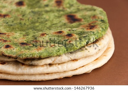 Indian bread - naan - with spinach