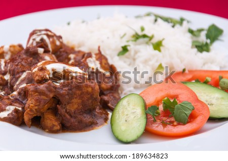 Indian cuisine - Lamb meat - Meat in sauce with rice