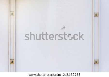 Old white colored metal texture with screws