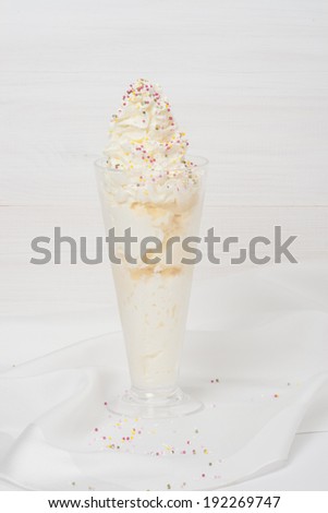 Vanilla Ice Cream With Whipped Cream Dessert.
