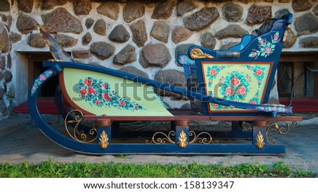Beautiful, bright, sleds in Russian national style