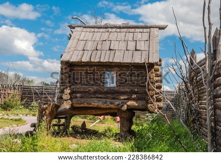 Character of Russian national fairy tale - Hut on chicken legs, a house of Baba Yaga