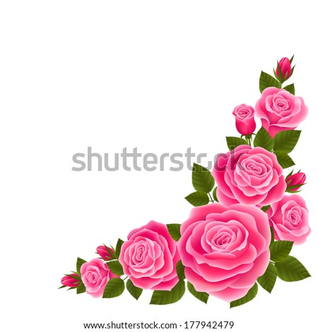 Vector Illustration Isolated Border Of Roses