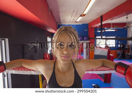 athlete girl  kick boxing - gym