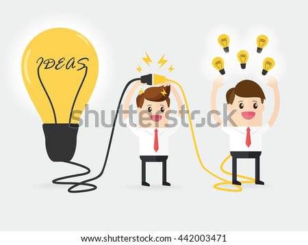 businessman connecting brain coworker with powerful ideas interactions concept best teamwork