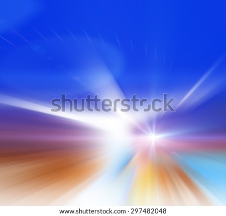 Abstract sky, blurry background - concept. Blurry field, sun, burst, blue and blur sky, illustration
