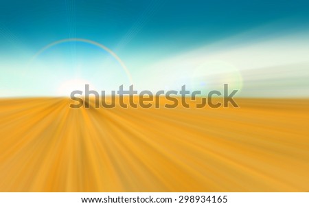 Abstract sky and desert. Art background rays of colorful light. Beautiful rays of light. Abstract image of traffic. Blurred image of colored light. Blurred light from the spotlights. Place for text