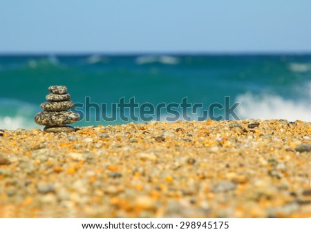 Background concept sky, sea, ocean, beach, wind, waves. Place for text. Image advertising for holiday travel on the sea or the resort. Blurred background image for ads about tourism, trip, rest, relax