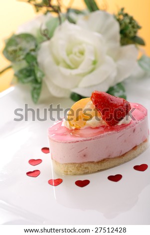 Cake with fresh fruits and flower