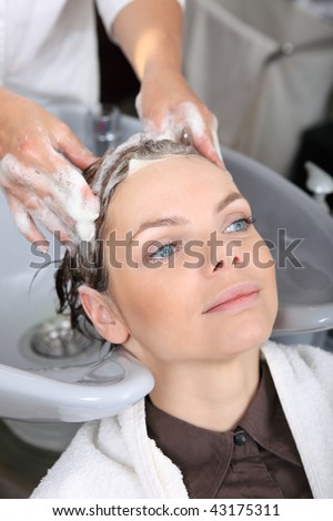 Washing hair in hair salon