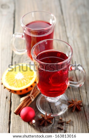 Cup of hot wine with spices