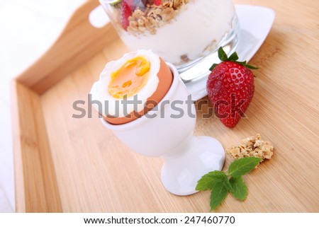 Perfect breakfast: fresh yogurt with fruits and granola