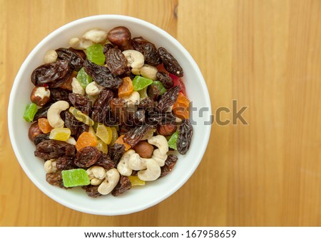dried fruits and nuts on brown plate