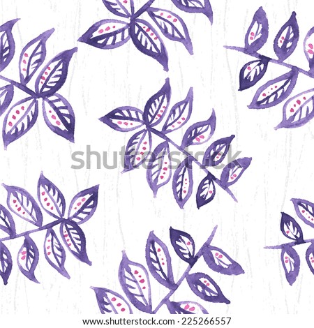 Seamless floral watercolor pattern. Branch with leaves. Seamless pattern can be used for wallpaper, pattern fills, web page background, surface textures.