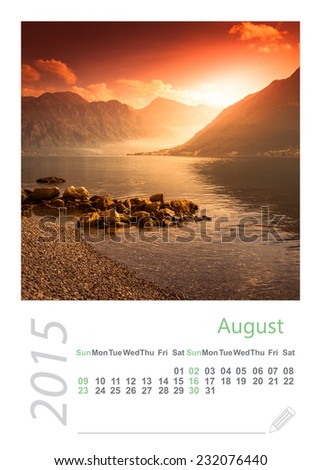 2015 photo calendar with minimalist landscape, April