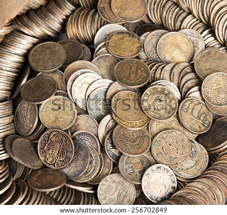 Vietnamese ancient coins, background and texture