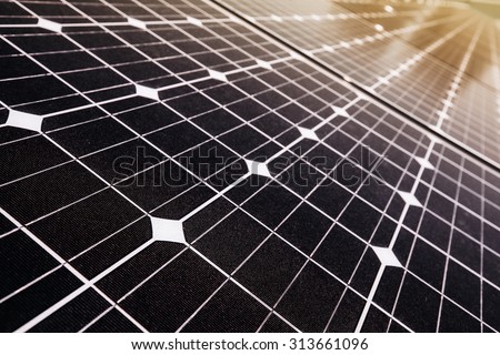 Closeup Solar Panels For Renewable Electrical Energy Production