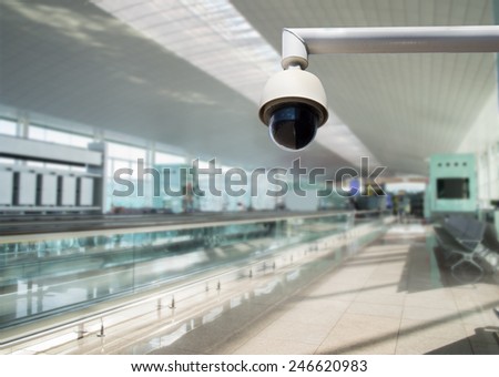 cctv security camera in an airport waiting zone