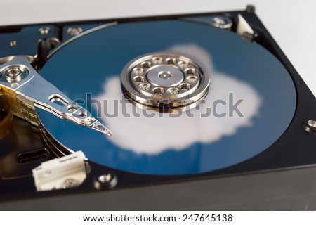 Hard drive disk cloud reflection