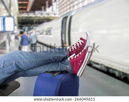 young people waiting for the plane at an train