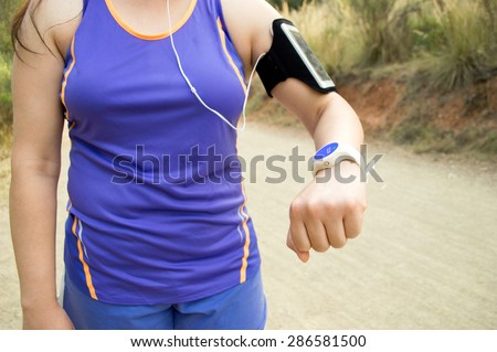 Runner with heart rate monitor sports smart watch