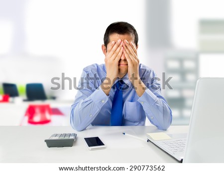 man stressed by the lost of the work by the system failure with the hands on the face