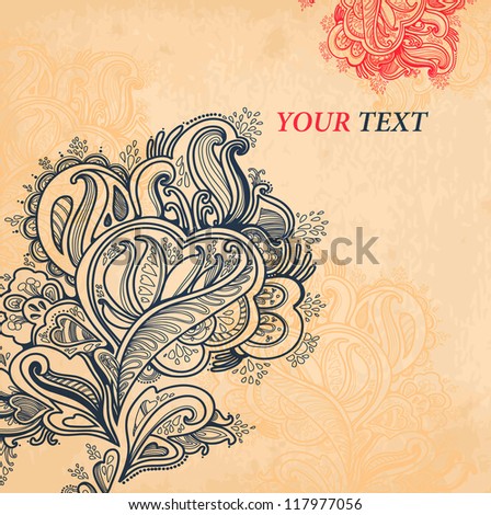 Hand Drawn floral ornaments with flowers. vector background
