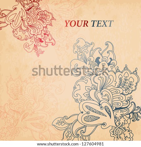 Hand Drawn vintage floral ornaments with flowers. vector background