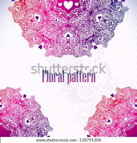 Hand Drawn floral vintage ornaments with flowers. vector  background