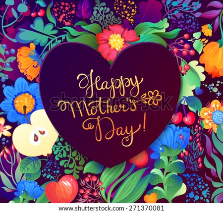 Happy mother\'s day hand-drawn lettering.  Happy Mothers Day Typographical Background With Spring Flowers