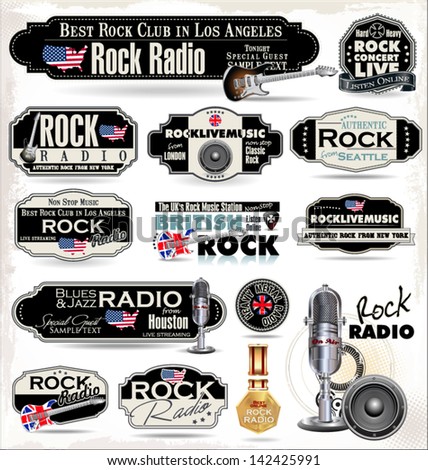 Rock music radio station labels Rock music radio station labels