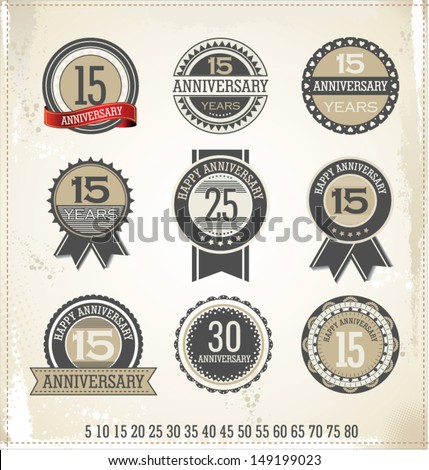 Anniversary sign collection retro design Anniversary sign collection retro design