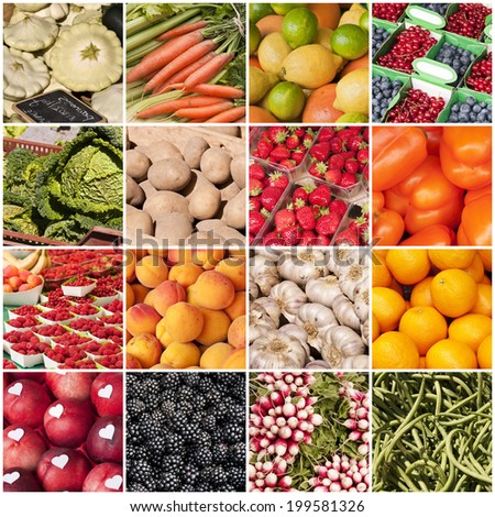 Fruits and vegetable collage
