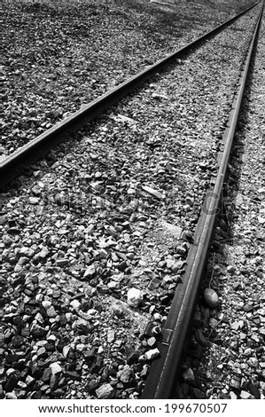 Ancient railway line, black and white