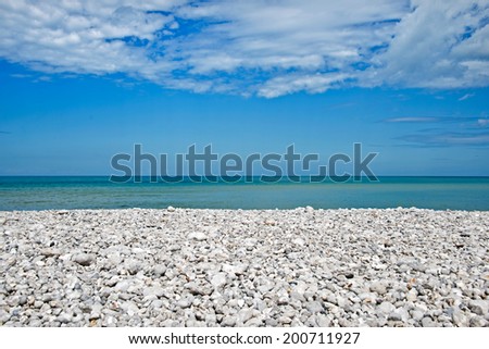 Abstract seascape of a pebble beach, Etretat, Normandy, France