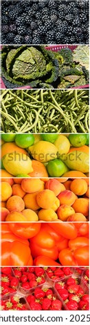 Vertical vegetable rainbow collage