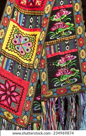 Chinese ethnic minority handmade colorful embroideries, Guilin, Guangxi, China