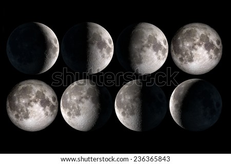 Moon phases collage, elements of this image are provided by NASA
