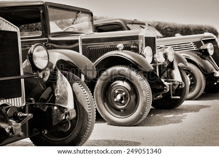 Vintage cars, black and white