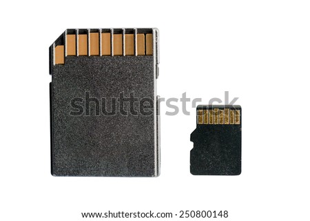 SD and micro SD cards isolated on white background