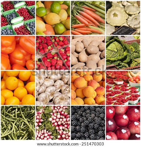 Fruits and vegetables collage