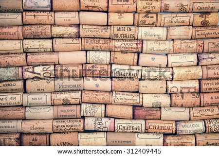 BORDEAUX, FRANCE - AUGUST 3 : Wine corks illustrative editorial background, on August 3, 2015 in Bordeaux, France