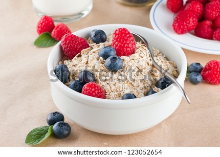 Cereal with berries for breakfast