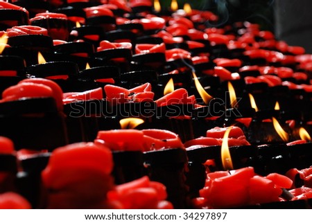 Votive candles in Basilica in Cebu, Philippines