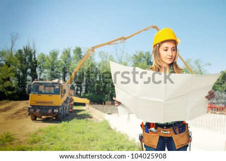 woman worker at construction place