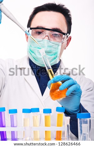 detail of young scientist at work
