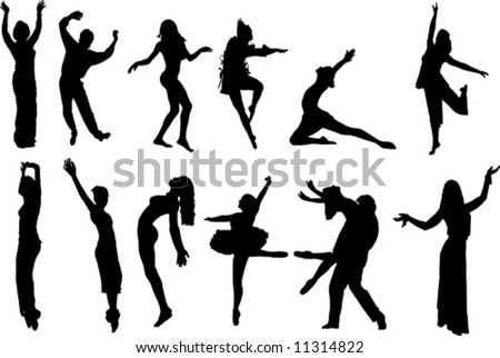 vector image of different isolated dancer