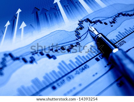 financial blue chart stat background and arrows