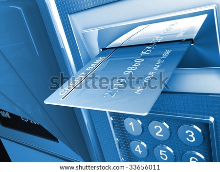 credit card and cash machine, metaphore of e-commerce